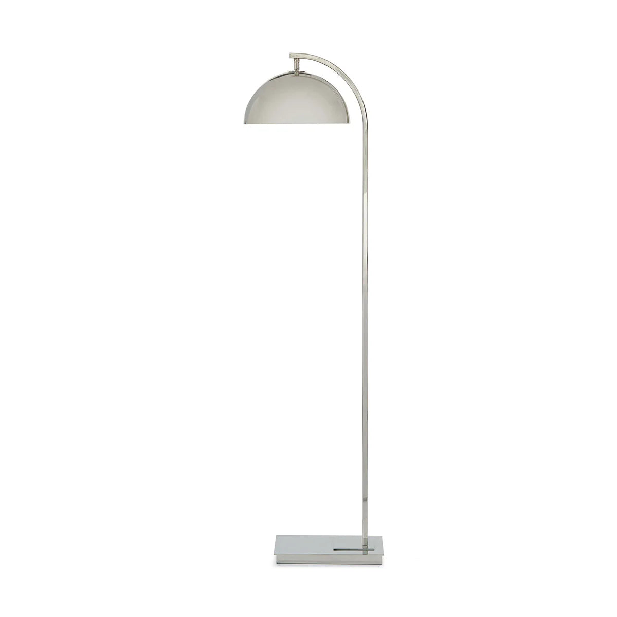 Polished Nickel, Arc Floor Lamp with Metal Dome Shade