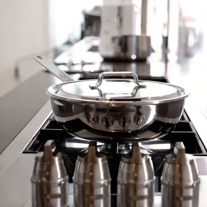 Stainless Steel Sauté Pan with Lid for Kitchen Cooking, 3 Liter