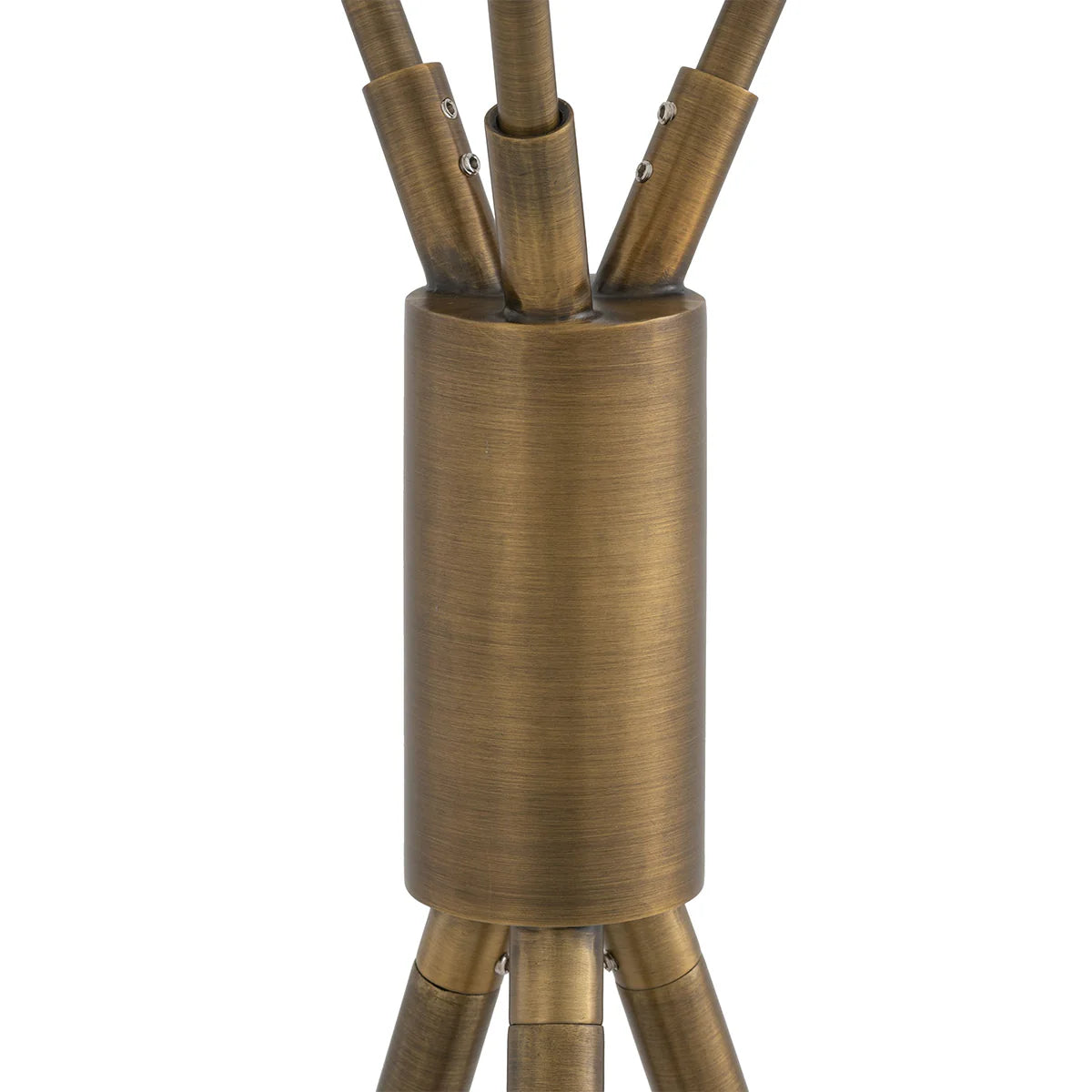 Mid Century Tripod Floor Lamp with Black Shades and Brass Finish