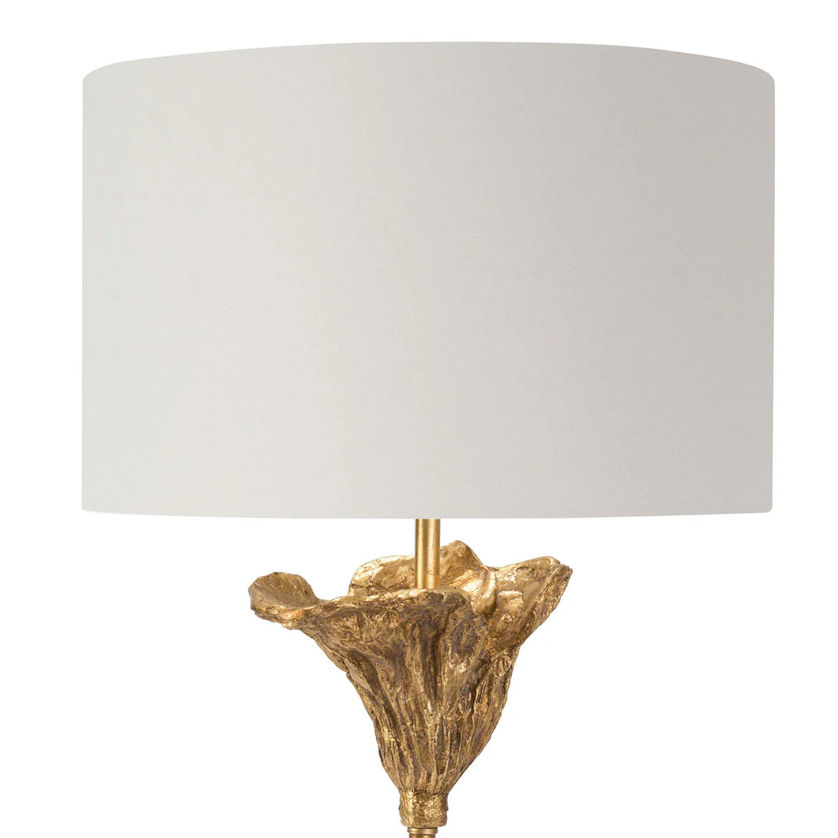Floral Table Lamps with Antique Gold Base and Linen Shade