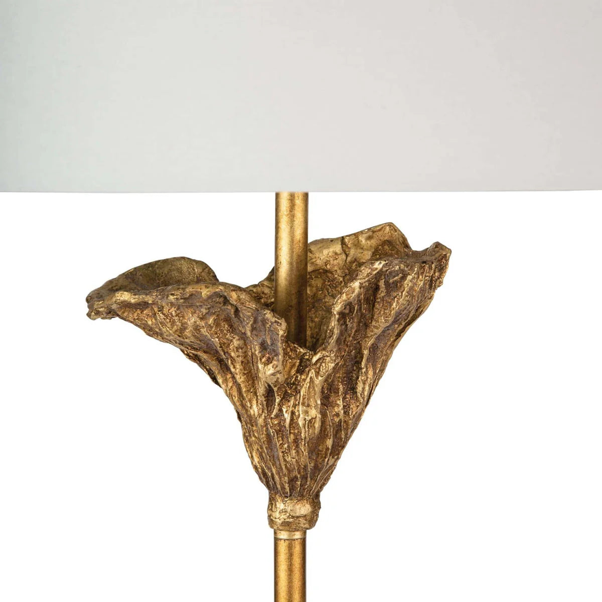 Floral Table Lamps with Antique Gold Base and Linen Shade