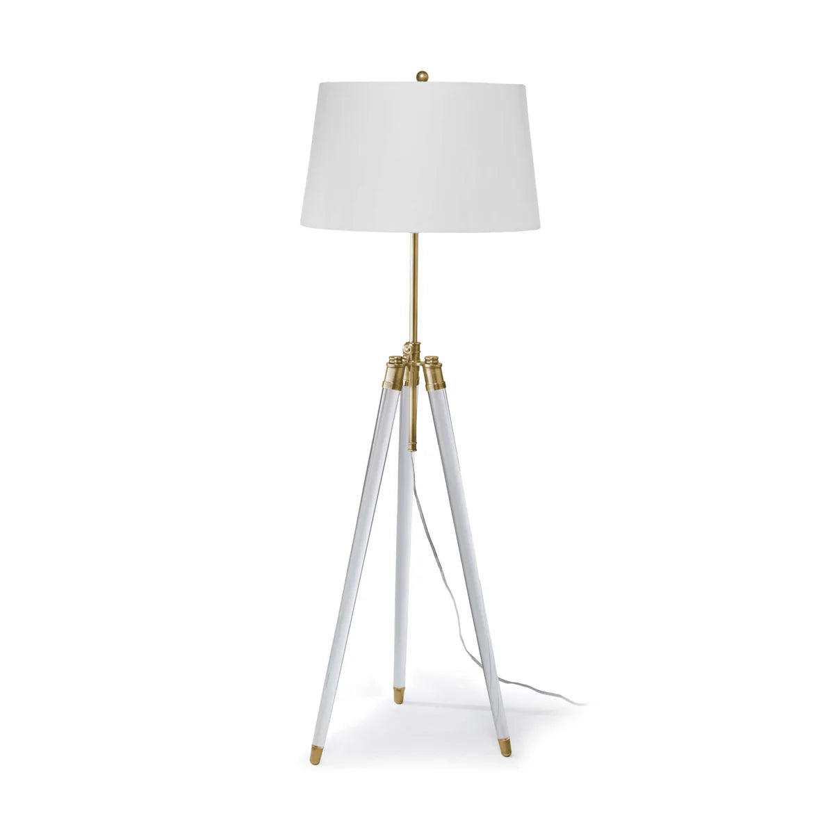 Tripod Floor Lamp with Acrylic Legs and White Linen Shade