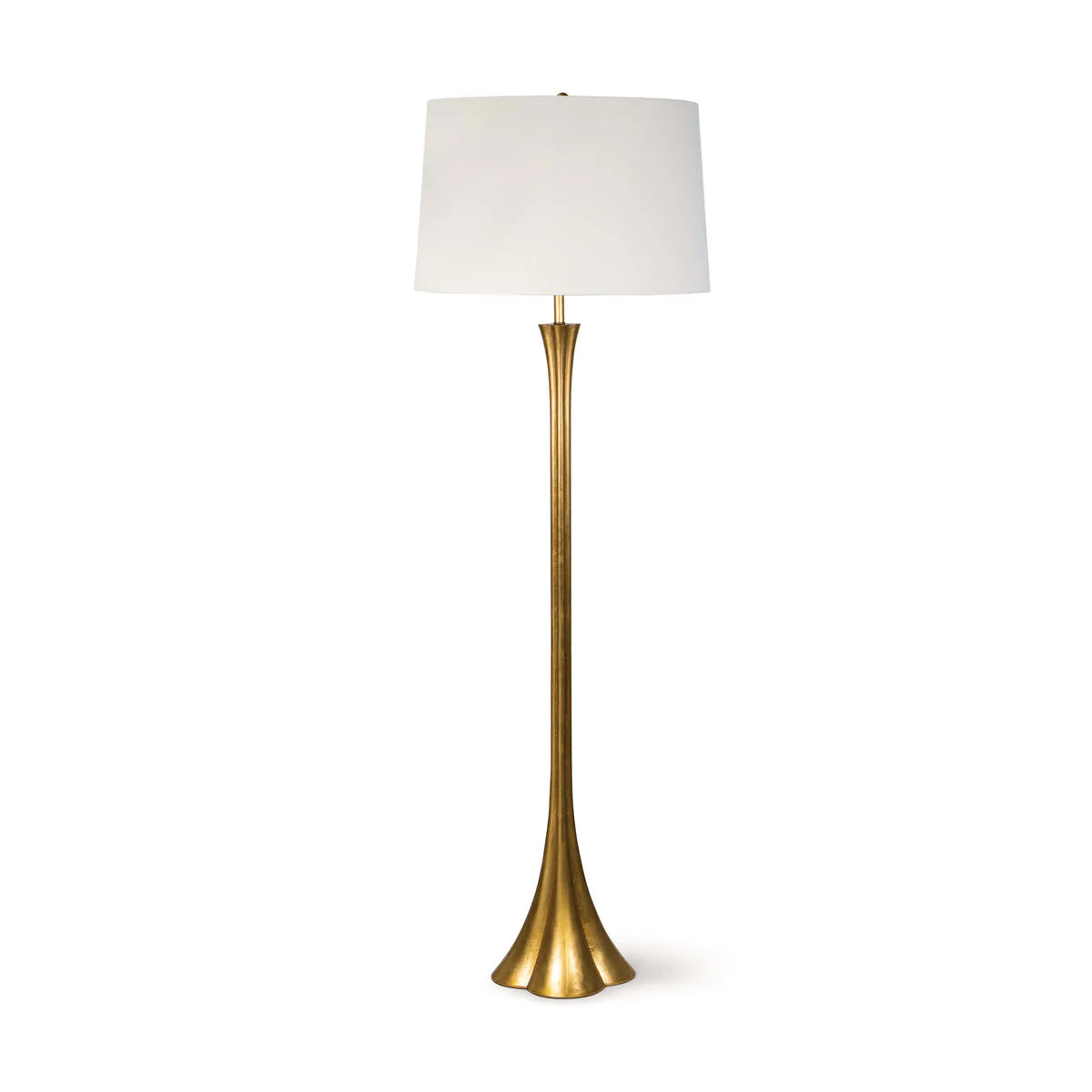 Gold Leaf Floor Lamp with Linen Shade