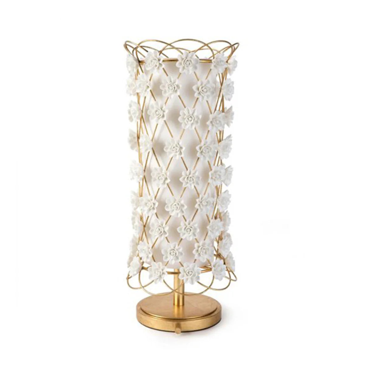 Porcelain Floral Uplight Table Lamps with Gold Finish Base