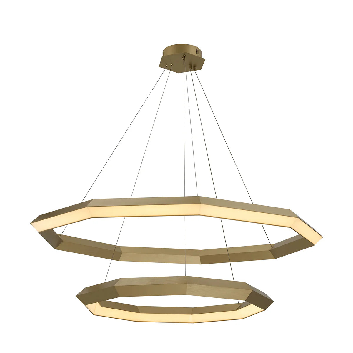 Modern Double Ring, LED Ceiling Light Chandelier in Antique Brass Finish