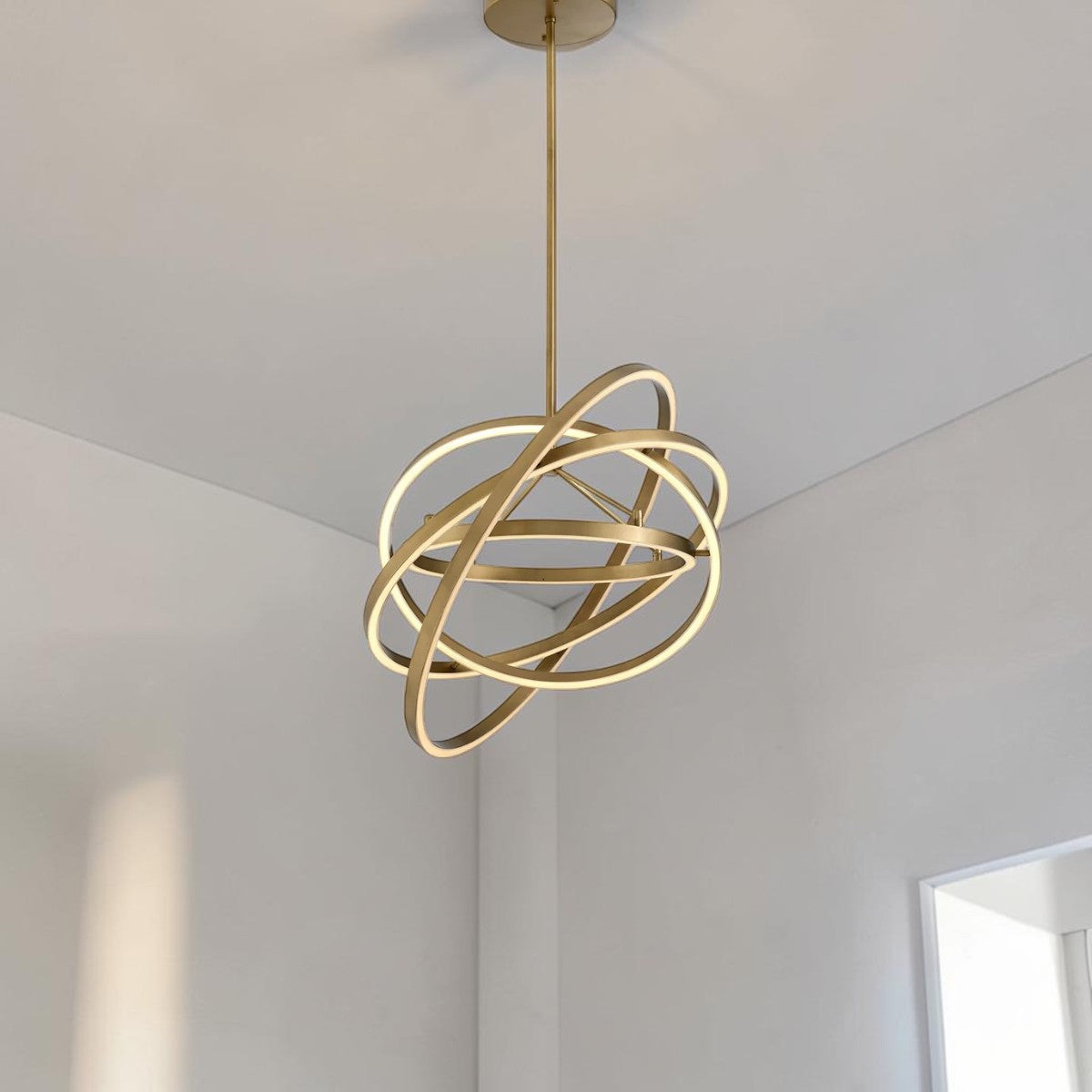 Modern Ring, LED Ceiling Light Chandelier in Antique Brass Finish