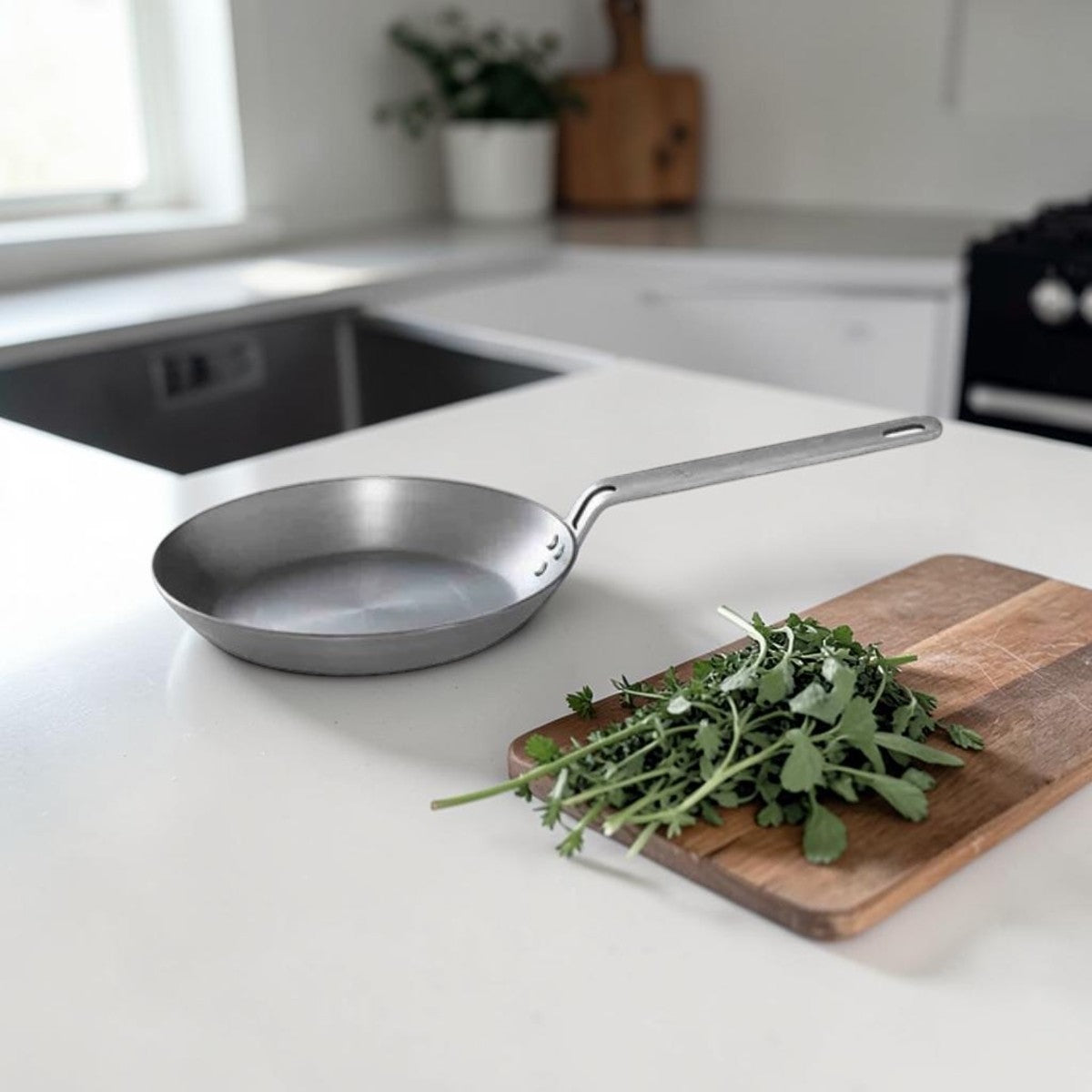 Carbon Steel Frying Pan for Kitchen Cooking, 8 Inch