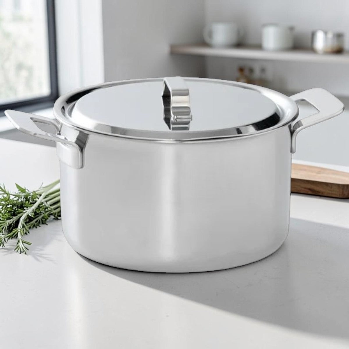 Stainless Steel Stock Pot with Lid for Kitchen Cooking, 6 Liter