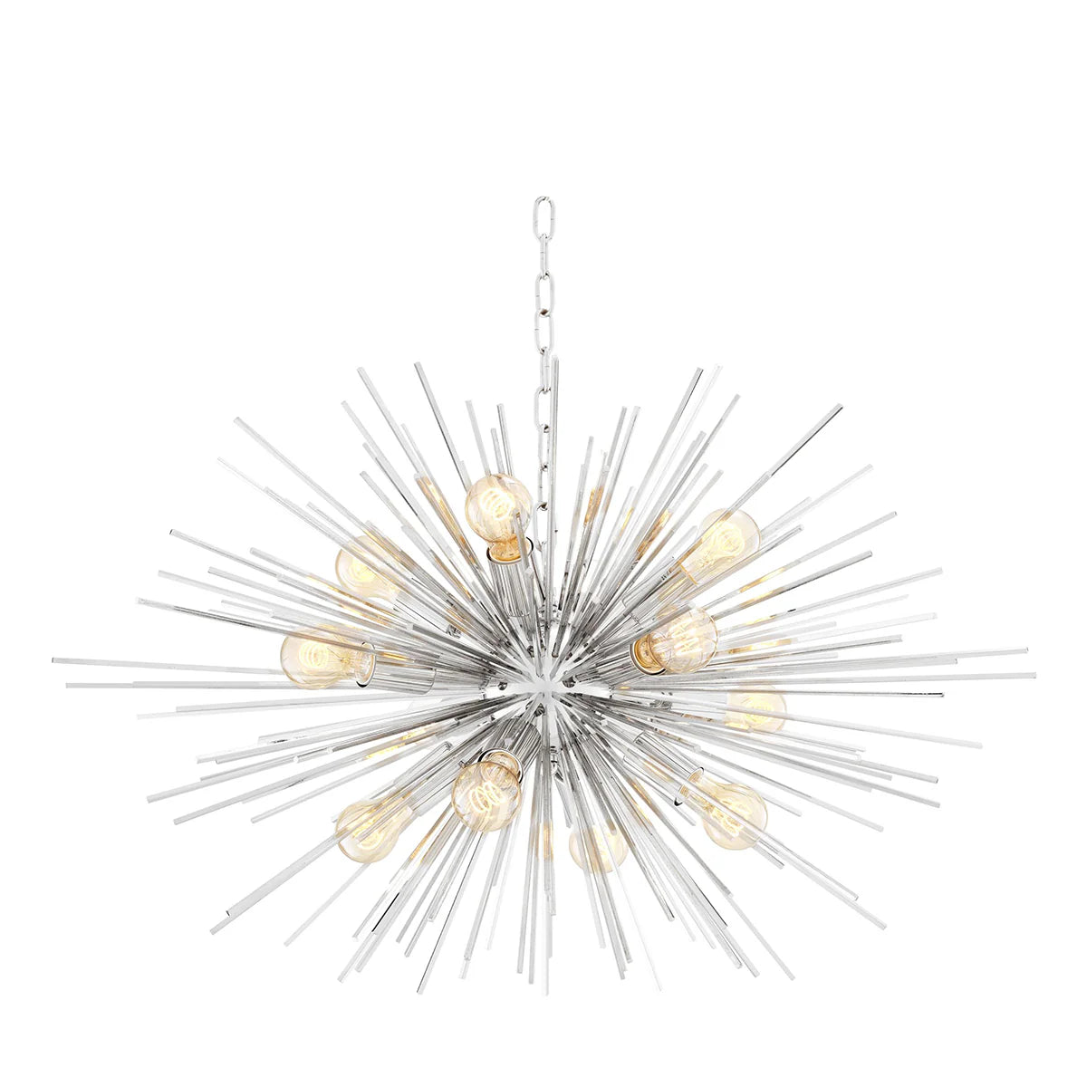 Starburst Nickel Finish, Ceiling Light Chandelier with Exposed Bulbs