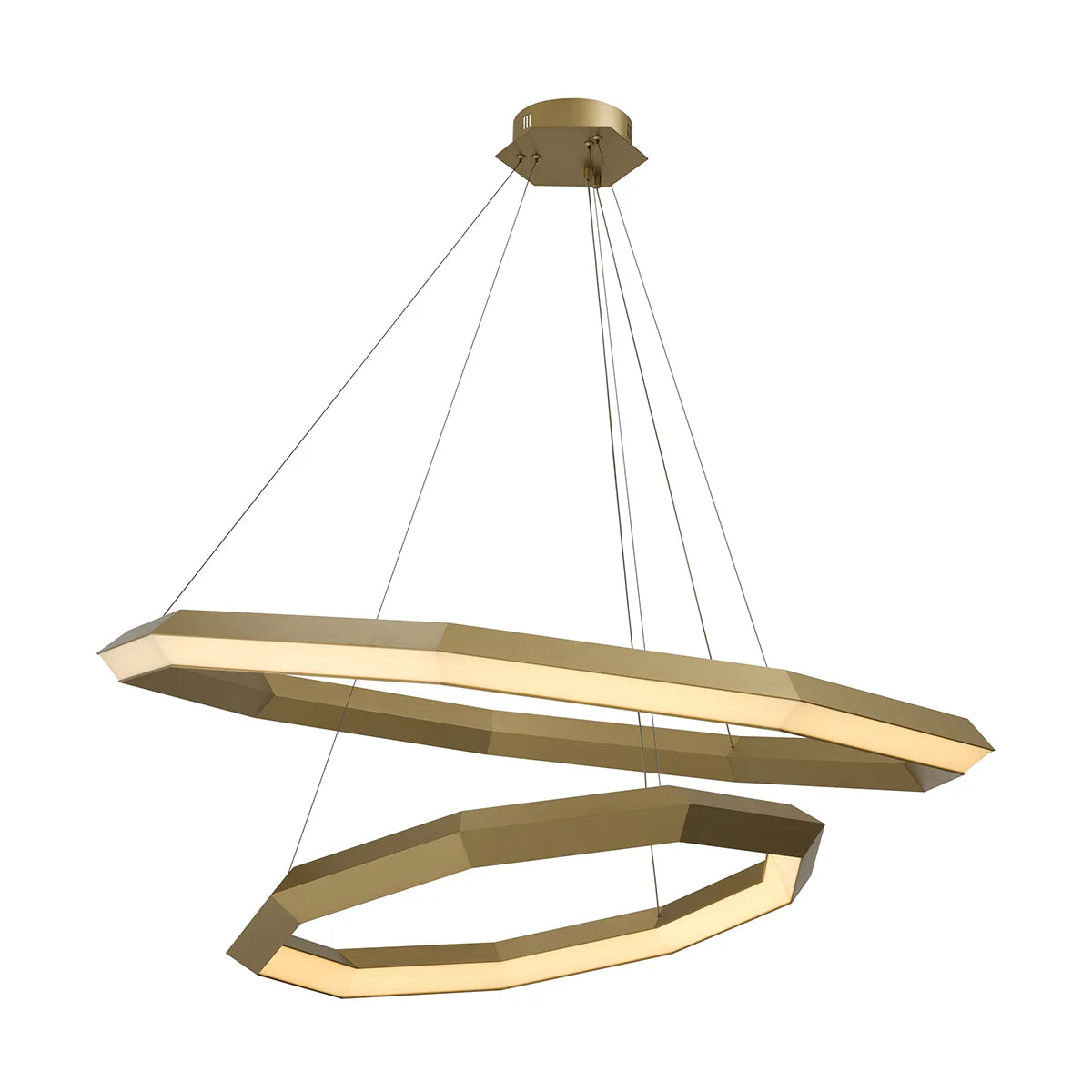 Modern Double Ring, LED Ceiling Light Chandelier in Antique Brass Finish