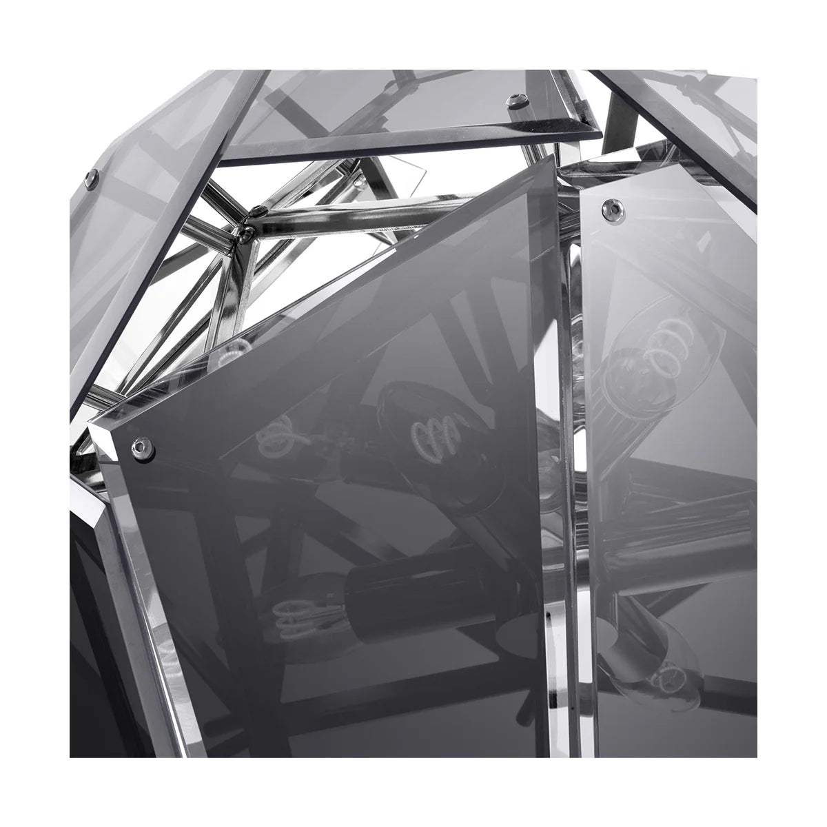 Geometric Smoke Glass, Ceiling Light Chandelier with Nickel Finish Frame