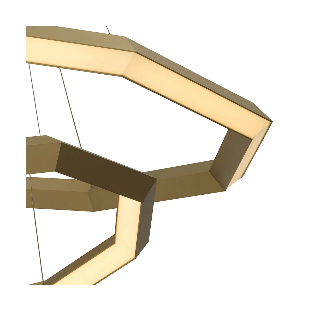 Modern Double Ring, LED Ceiling Light Chandelier in Antique Brass Finish