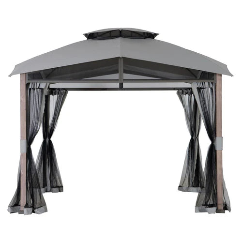 12 x 12 ft, Outdoor Gazebo with Steel Frame, Soft Top Roof, and Netting