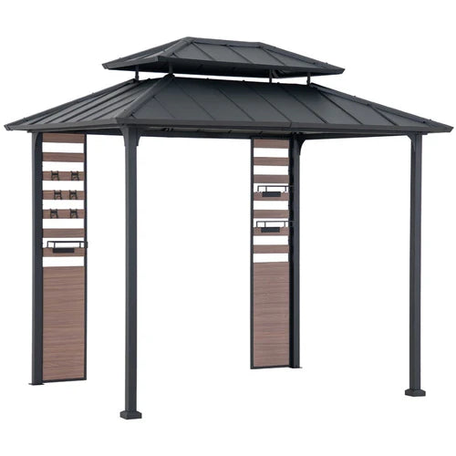 7 x 9 ft, Outdoor Grill Gazebo with Steel Hardtop, Shelves, and Hooks