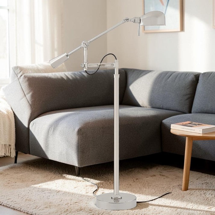 Adjustable Boom Arm Floor Lamp in Polished Nickel