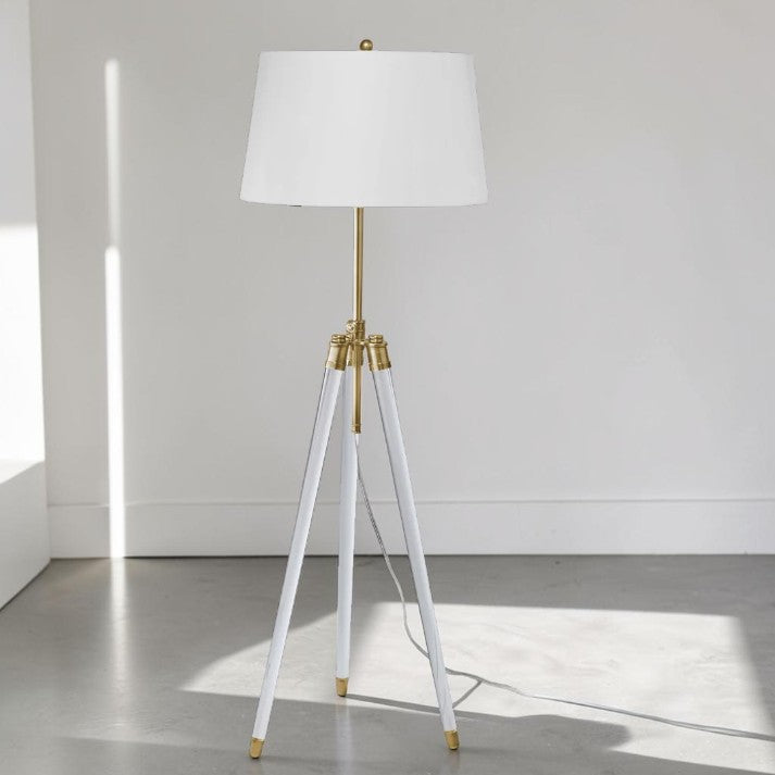 Tripod Floor Lamp with Acrylic Legs and White Linen Shade