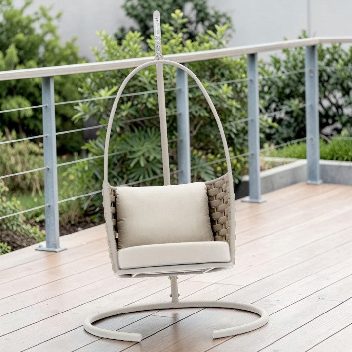 Outdoor Swing, Hanging Chair with Aluminum Frame and Cushioned Seat
