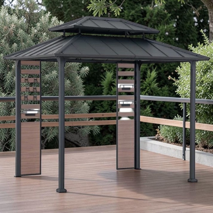 7 x 9 ft, Outdoor Grill Gazebo with Steel Hardtop, Shelves, and Hooks