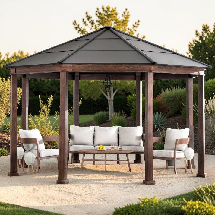 15 ft, Octagon Outdoor Gazebo with Aluminum Roof and Frame