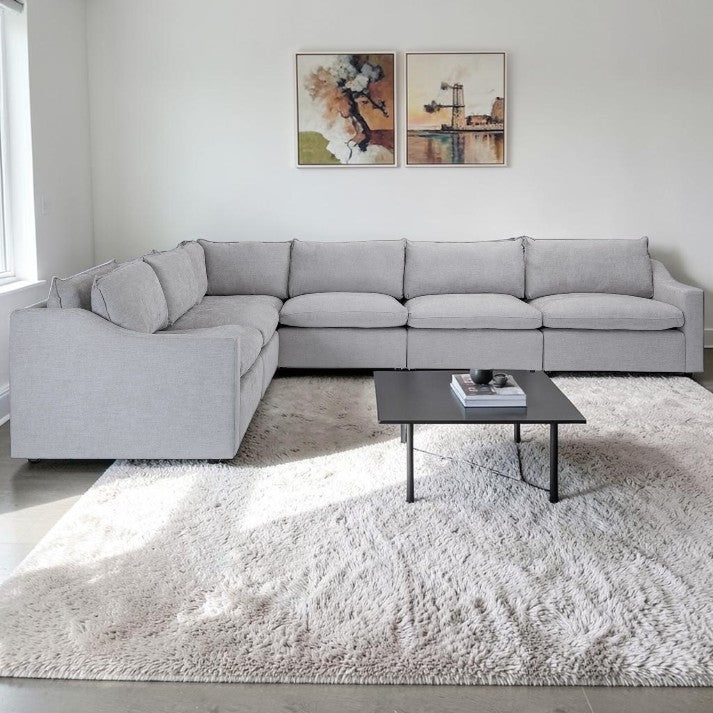 Living Room Large Modular Sectional Sofa with Chenille Upholstery