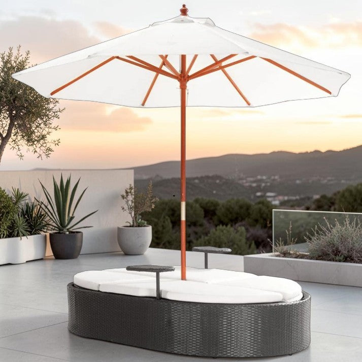 Outdoor Patio, Double Chaise Lounge Daybed with Umbrella