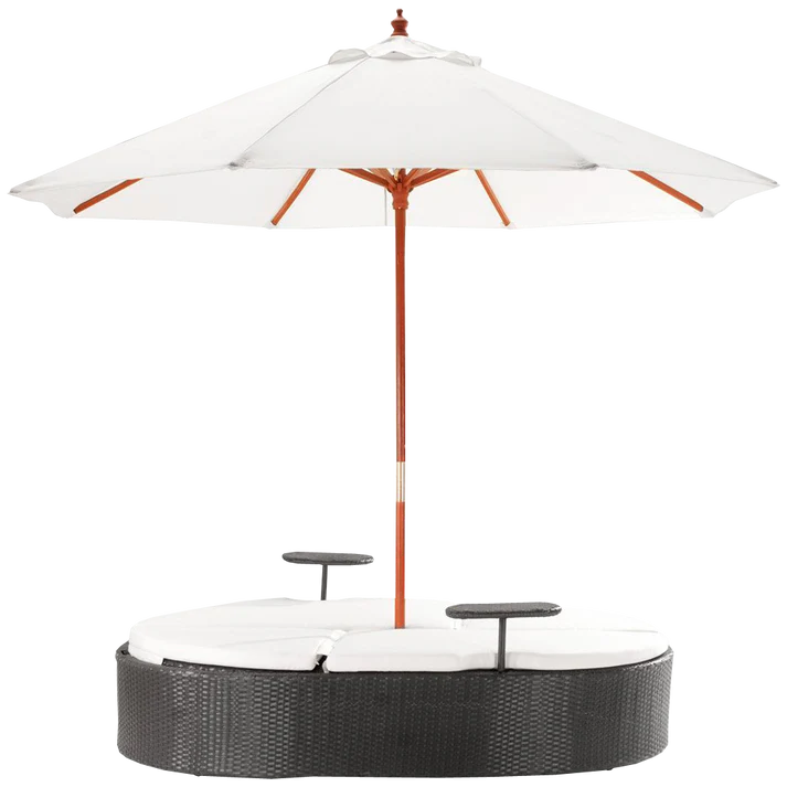 Outdoor Patio, Double Chaise Lounge Daybed with Umbrella
