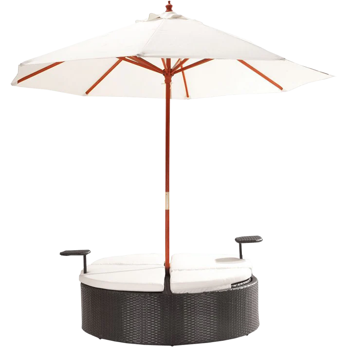 Outdoor Patio, Double Chaise Lounge Daybed with Umbrella