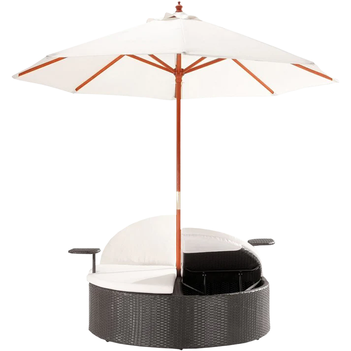 Outdoor Patio, Double Chaise Lounge Daybed with Umbrella