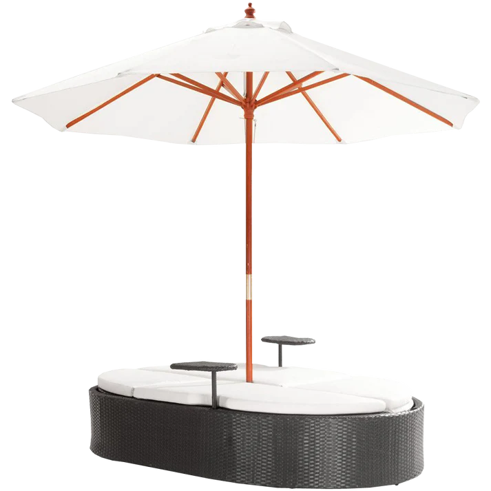 Outdoor Patio, Double Chaise Lounge Daybed with Umbrella