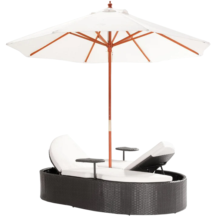 Outdoor Patio, Double Chaise Lounge Daybed with Umbrella