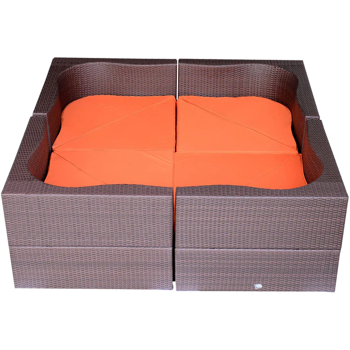 Outdoor Patio, Wicker Sectional Sofa Set with Cushions, 8 Piece Modular Seating