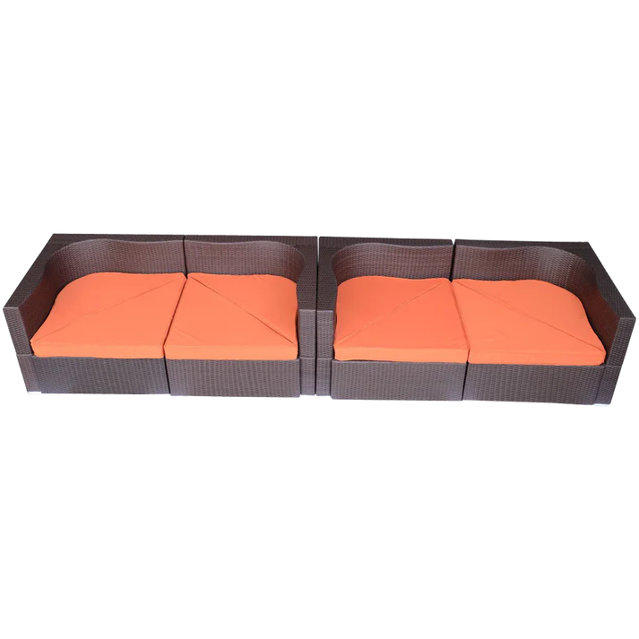 Outdoor Patio, Wicker Sectional Sofa Set with Cushions, 8 Piece Modular Seating