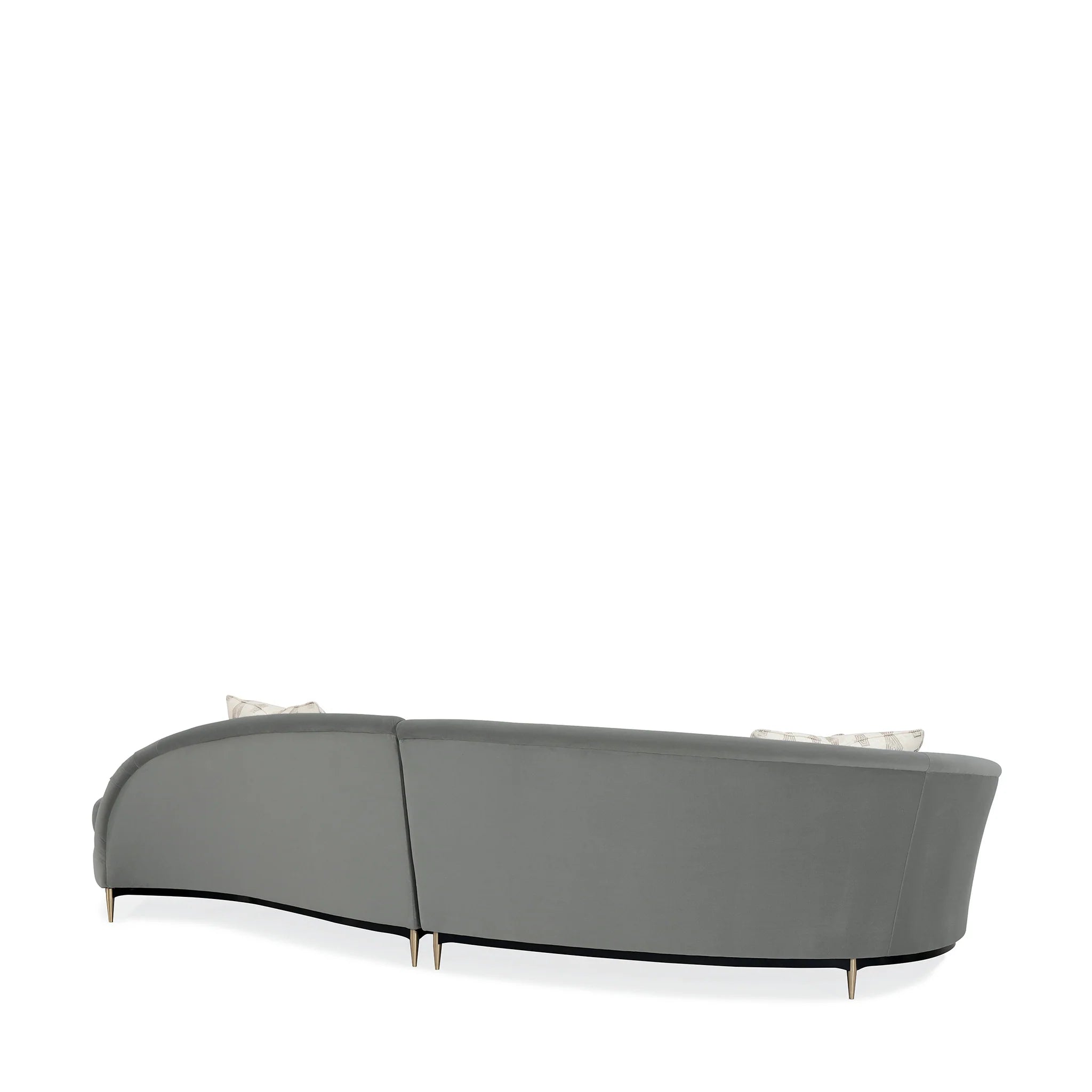 Living Room Curved Velvet Sectional Sofa with Tufted Back