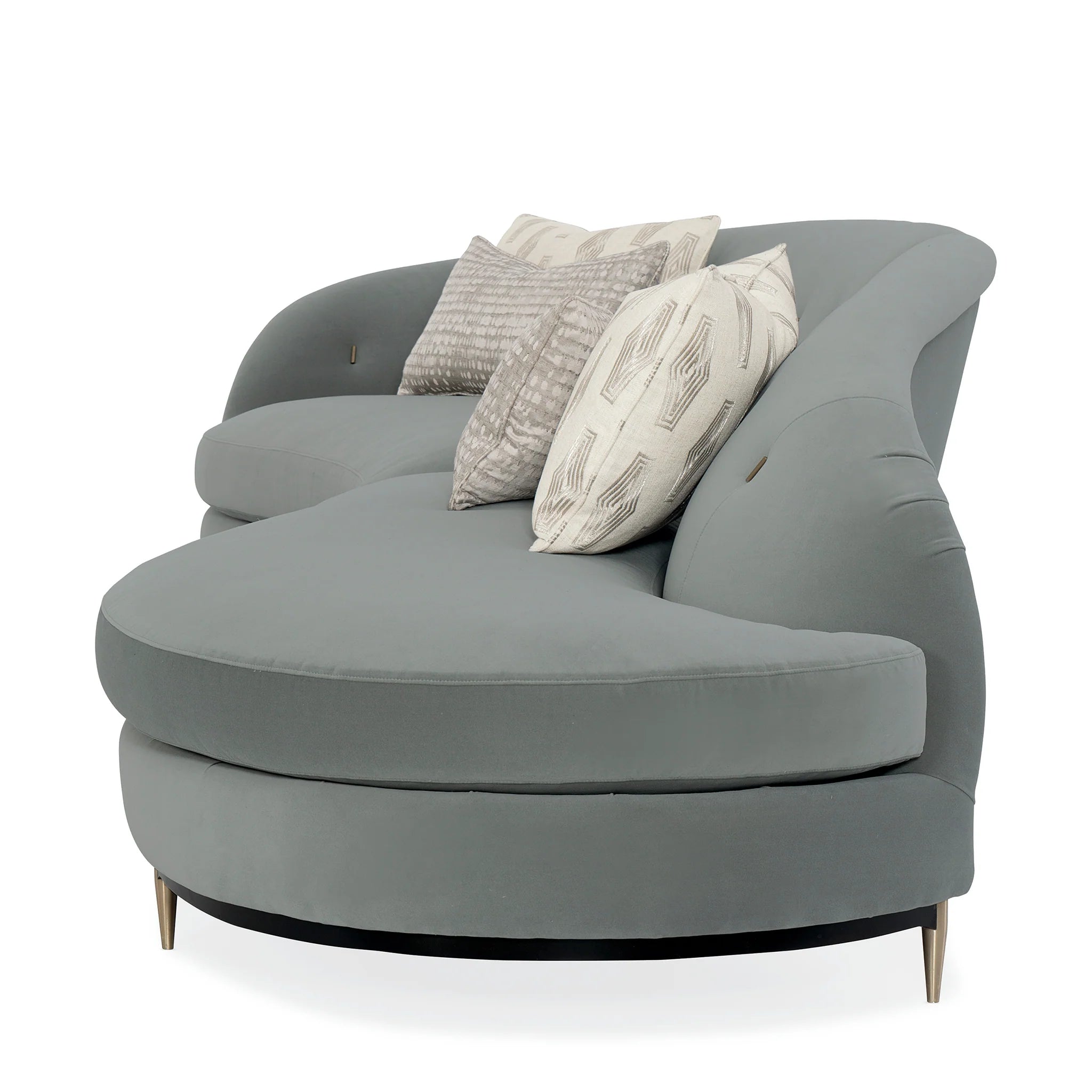Living Room Curved Velvet Sectional Sofa with Tufted Back