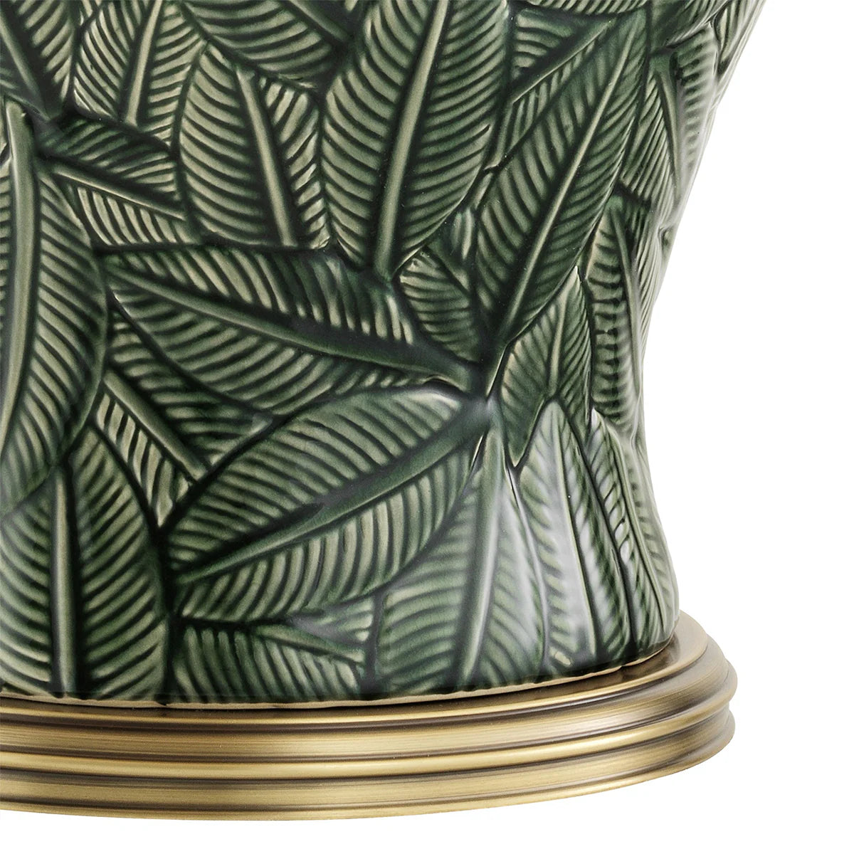 Botanical Green, Ceramic Table Lamps with Leaf Pattern Base