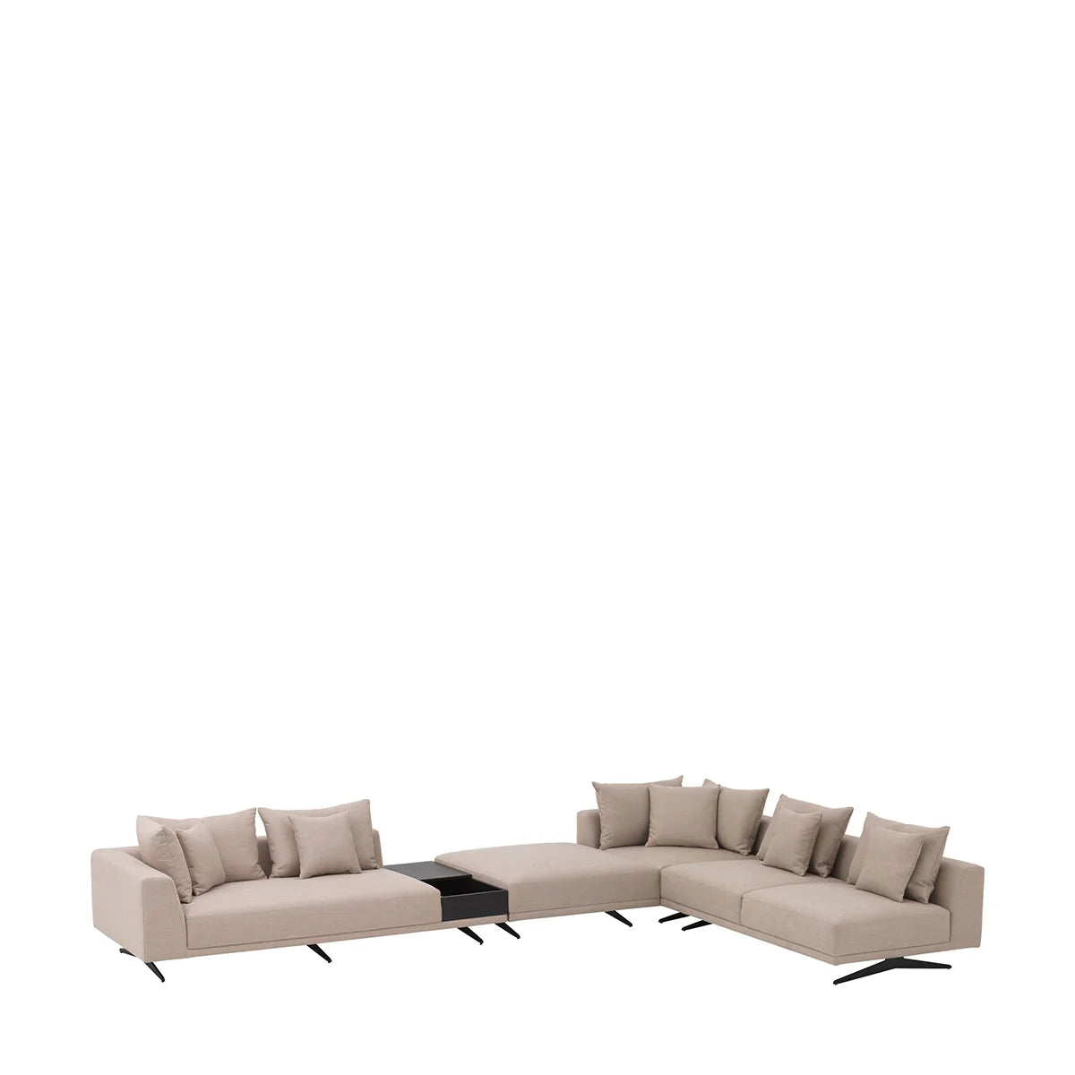 Living Room Sectional Sofa with Built-In Side Table and Cushions