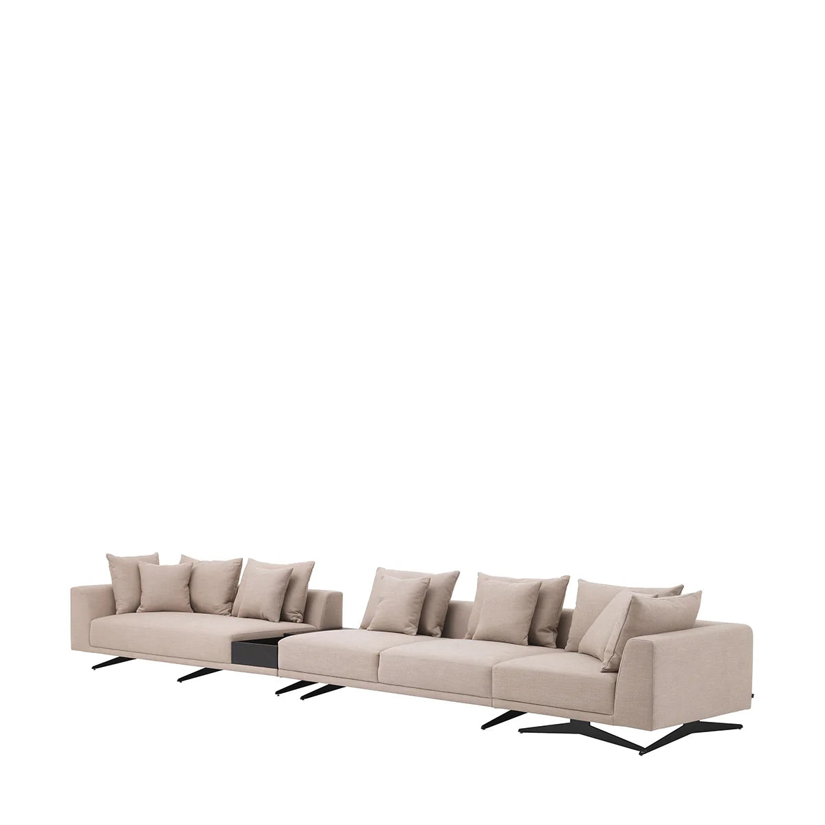 Living Room Sectional Sofa with Built-In Side Table and Cushions