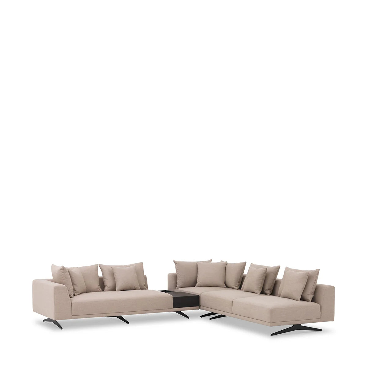 Living Room Sectional Sofa with Built-In Side Table and Cushions