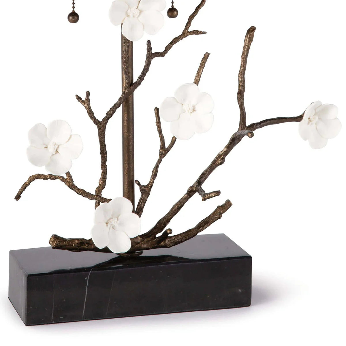 Floral Branch Table Lamps with Bronze Finish and Linen Shade
