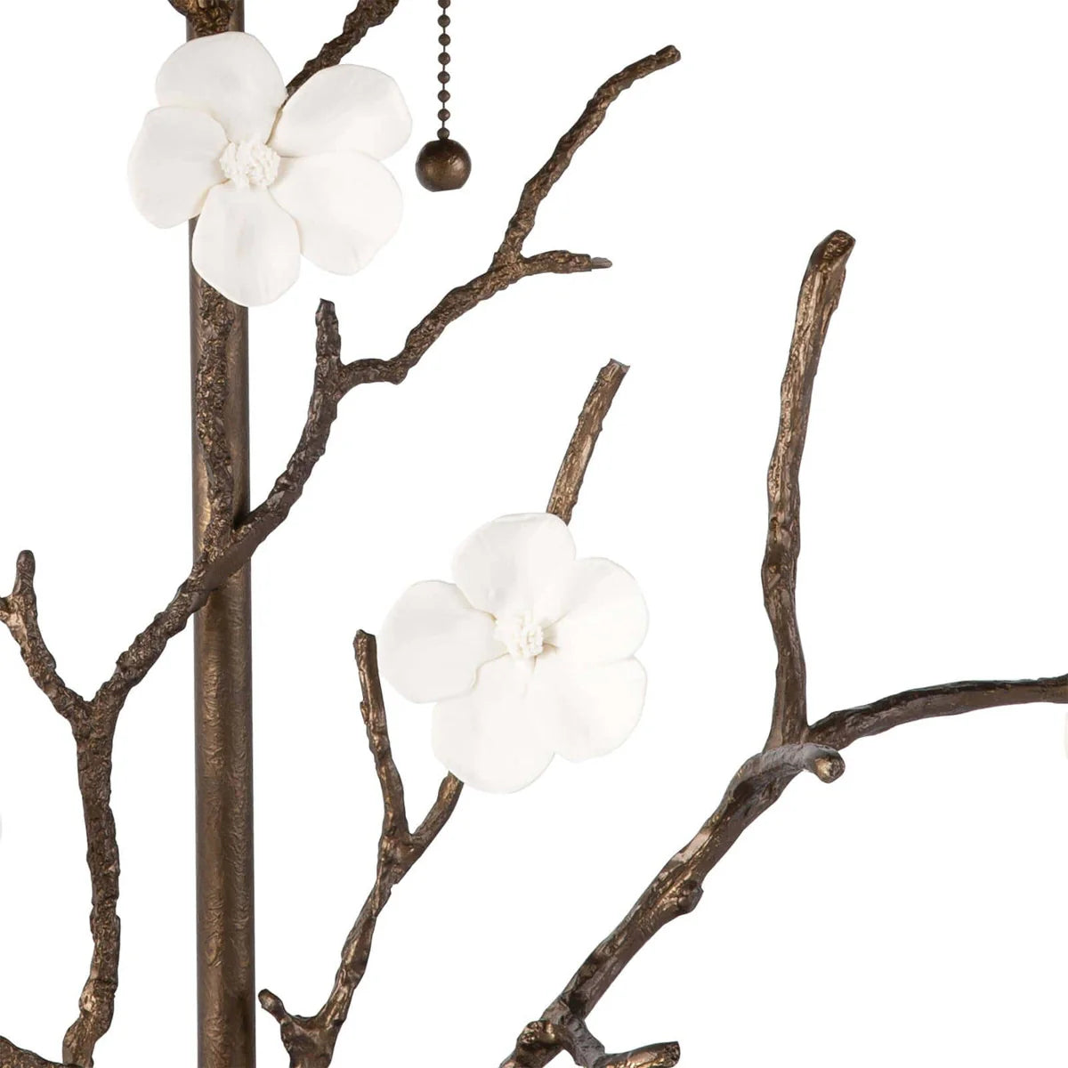 Floral Branch Table Lamps with Bronze Finish and Linen Shade
