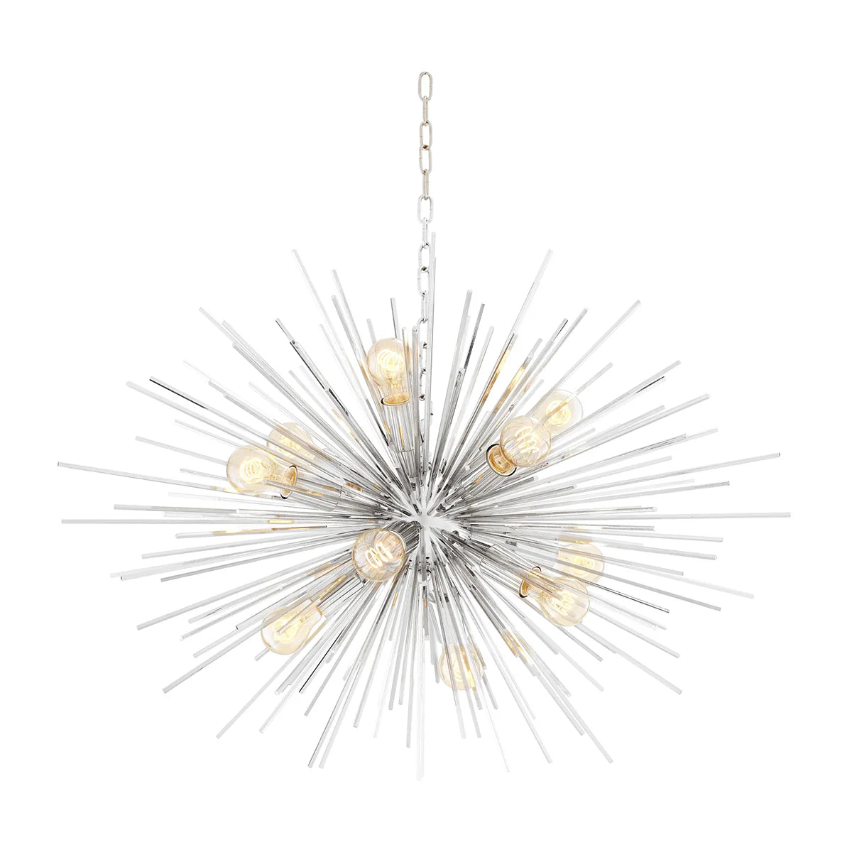 Starburst Nickel Finish, Ceiling Light Chandelier with Exposed Bulbs