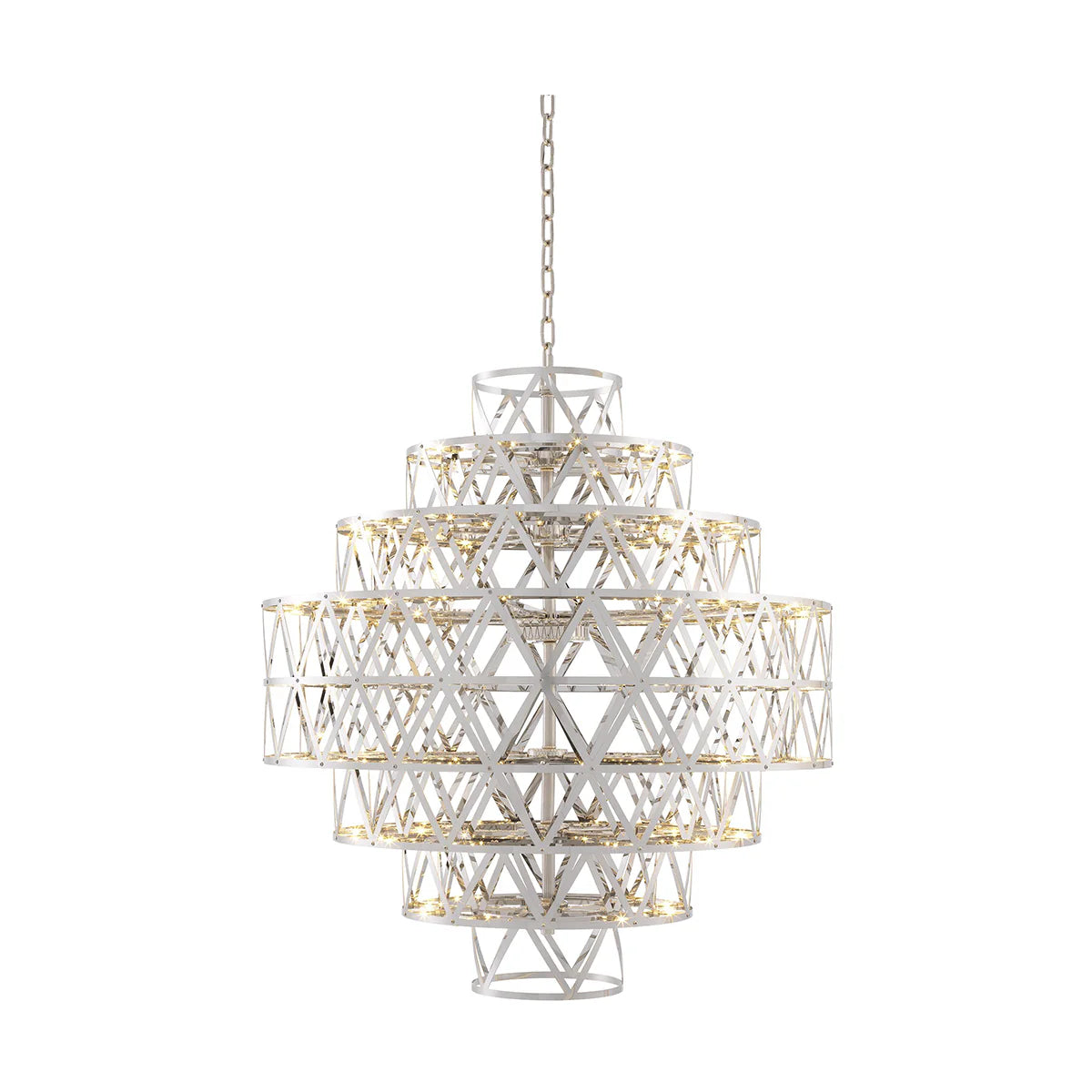 Modern Nickel Finish, Geometric Ceiling Light Chandelier