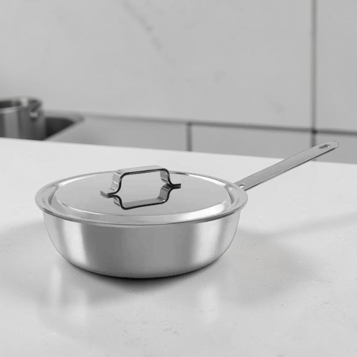 Stainless Steel Sauté Pan with Lid for Kitchen Cooking, 3 Liter