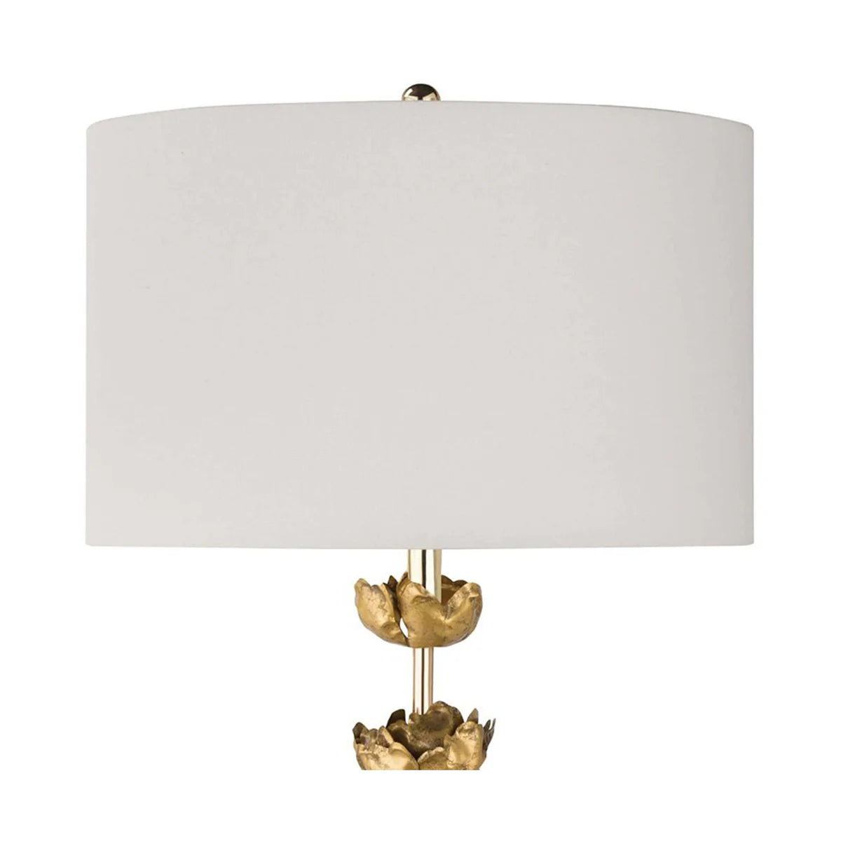 Gold Floral Table Lamps with Linen Drum Shade