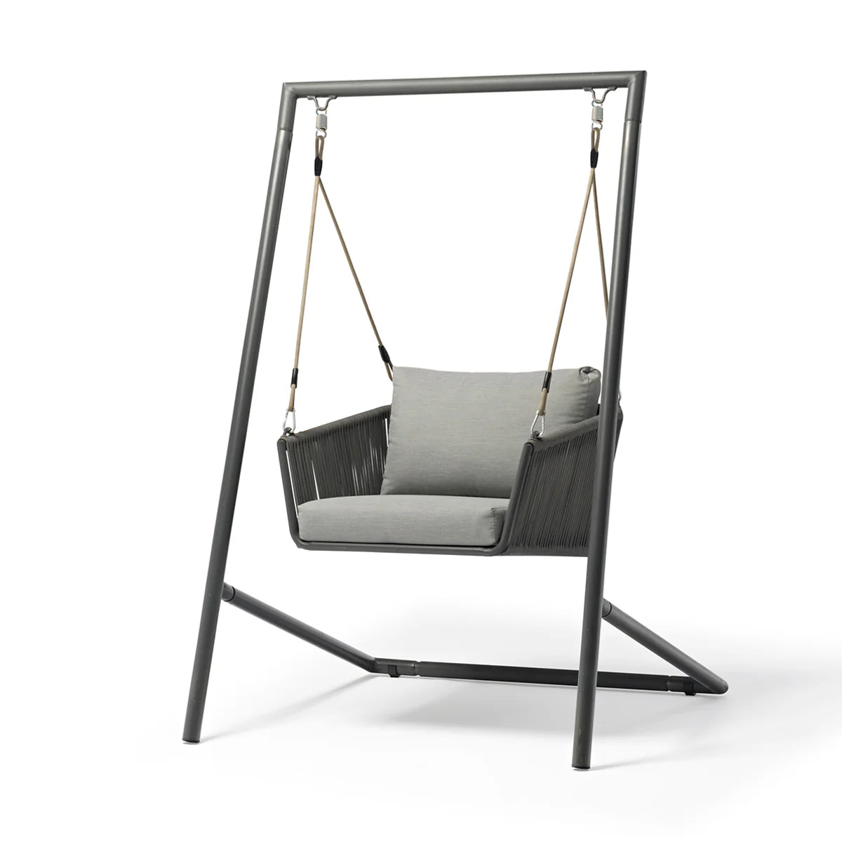 Outdoor Swing Chair with Steel Frame and Cushioned Seat