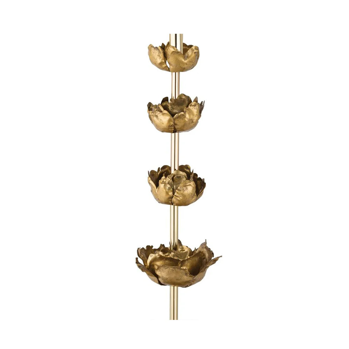 Gold Floral Table Lamps with Linen Drum Shade