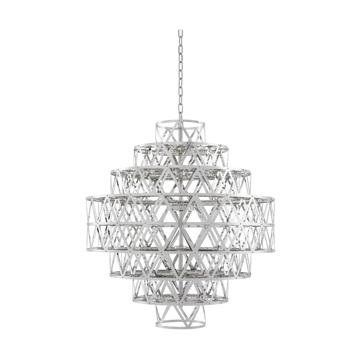 Modern Nickel Finish, Geometric Ceiling Light Chandelier