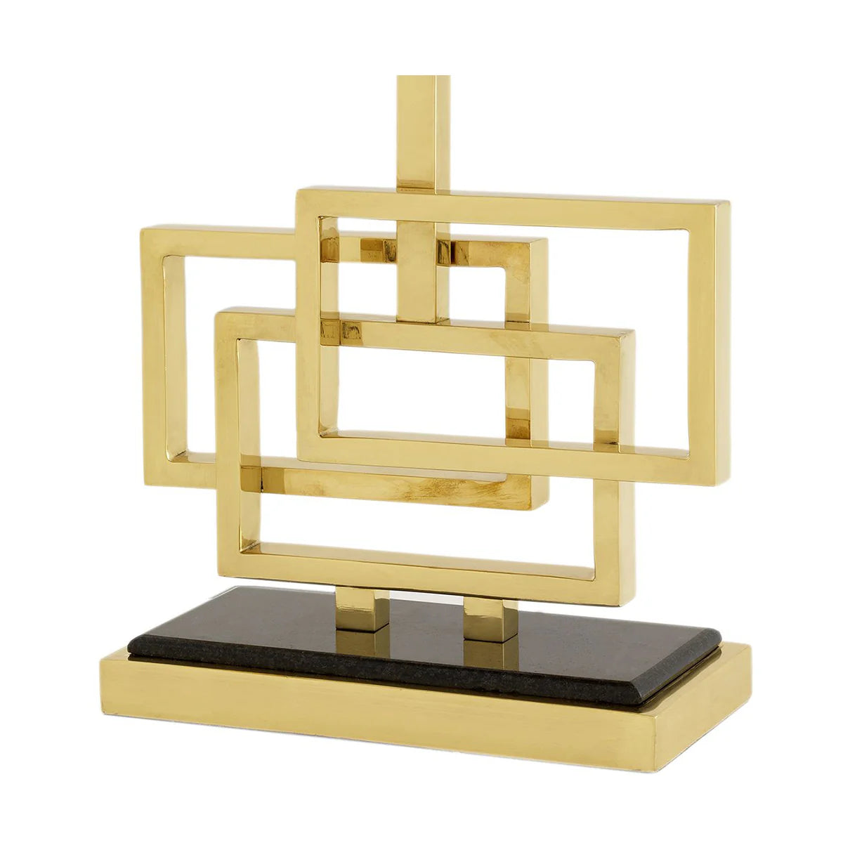 Modern Table Lamps with Brass Frame and Black Rectangular Shade