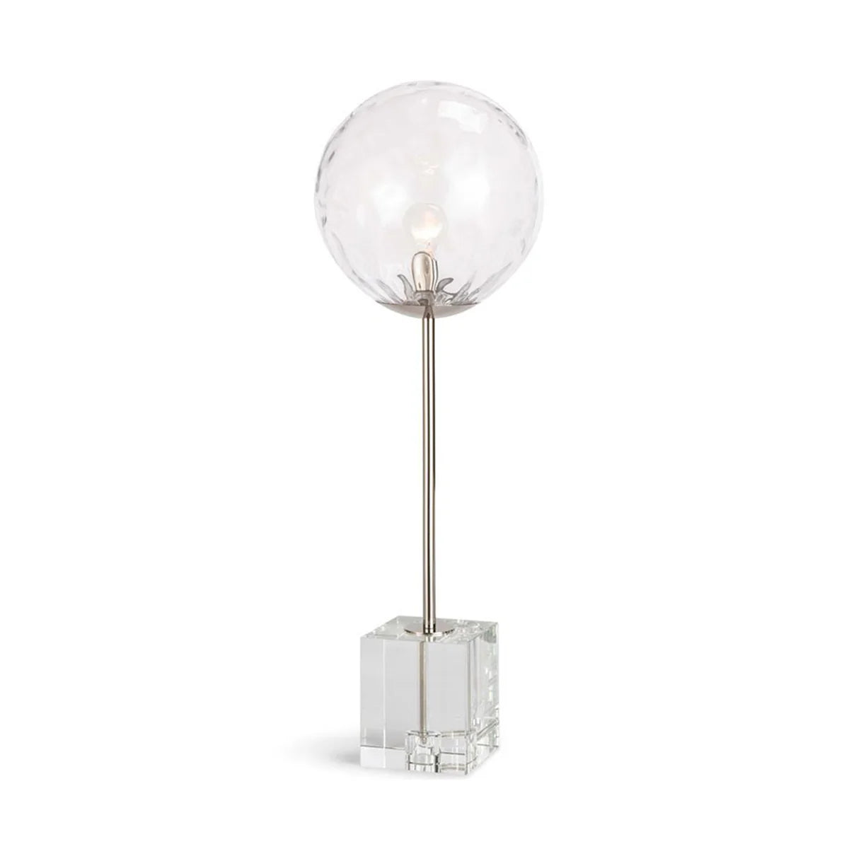 Modern Glass Globe Table Lamp with Nickel Base