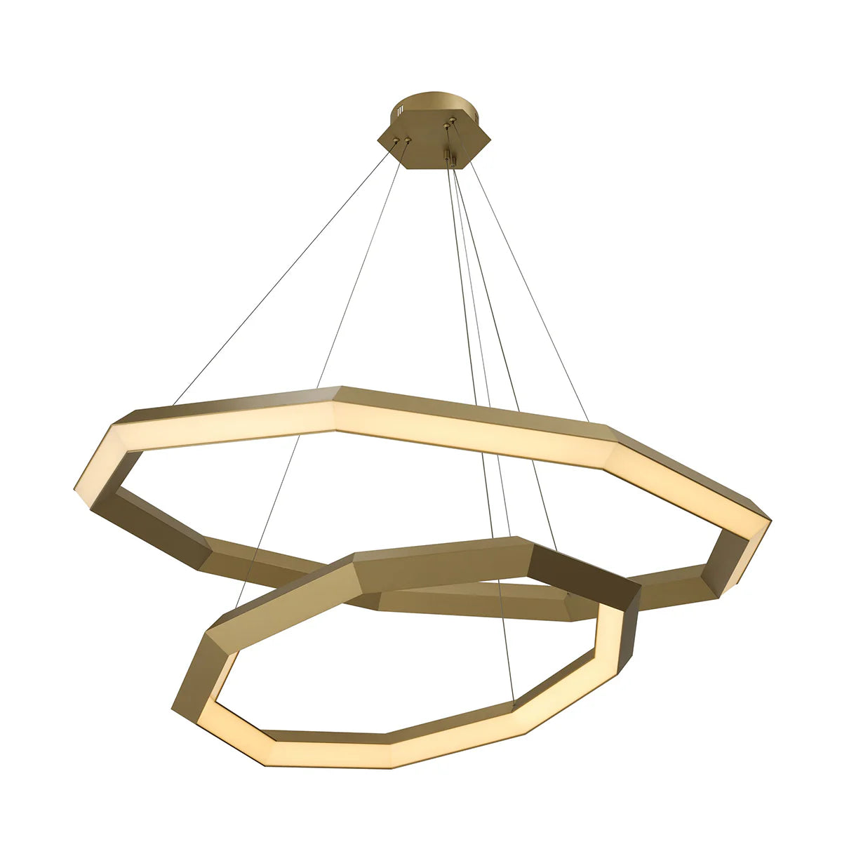 Modern Double Ring, LED Ceiling Light Chandelier in Antique Brass Finish